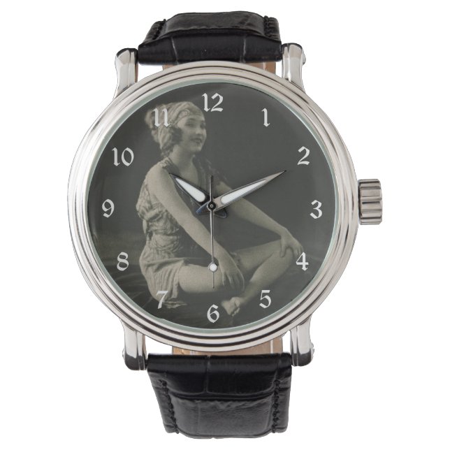 Love a Poor Maid Girl Sitting Cross Legs Armbanduhr (Vorderseite)