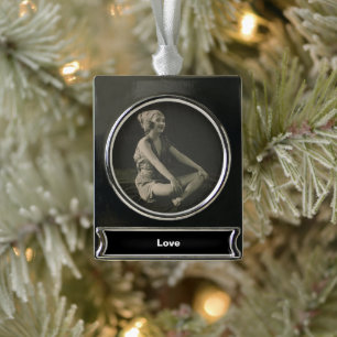 Love a Poor Maid Girl Sitting Cross Legs Banner-Ornament Silber