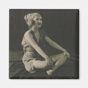 Love a Poor Maid Girl Sitting Cross Legs Magnet