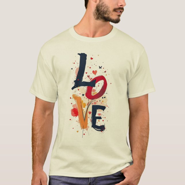 LOVE Abstract Paint Typography T-Shirt – Artistic  (Vorderseite)