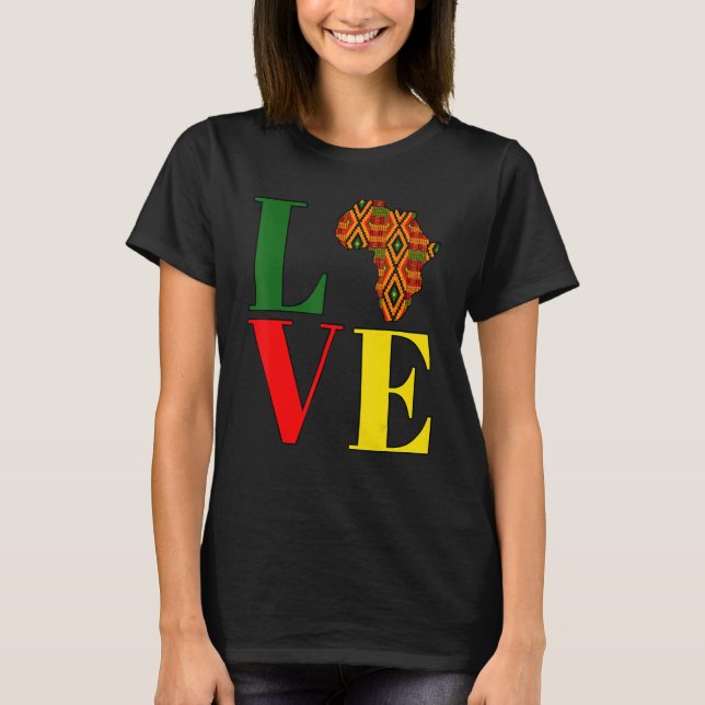 Love Africa Kente Afrocentric Black History Month  T-Shirt (Vorderseite)