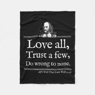 Love All Shakespeare Quote Shirt Theater Literatur Fleecedecke