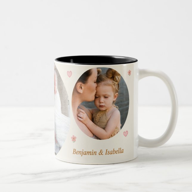 Love Always, Mom & Dad – Custom 3-Photo Mug Zweifarbige Tasse (Rechts)