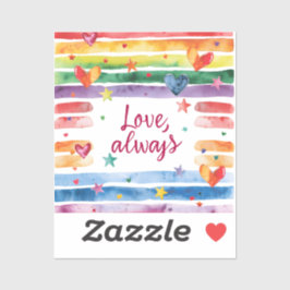 Love Always Rainbow Sticker, Watercolor Heart Aufkleber