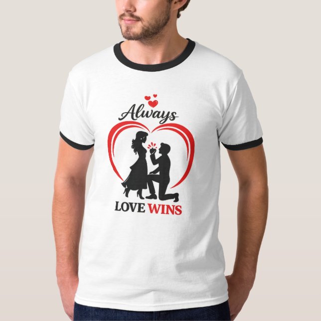 Love Always Wins Retro Ringer T Shirt (Vorderseite)