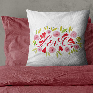 Love and flowers - pink and red kissen