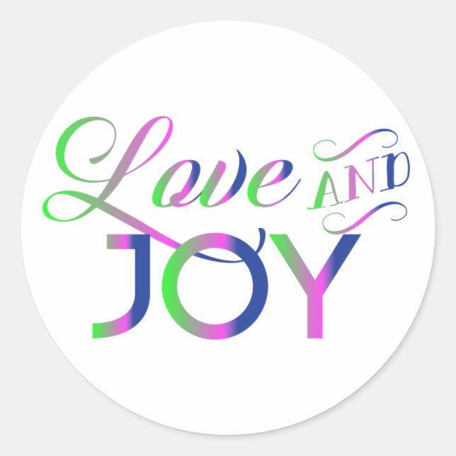Love And Joy Colorful Runder Aufkleber (Vorderseite)