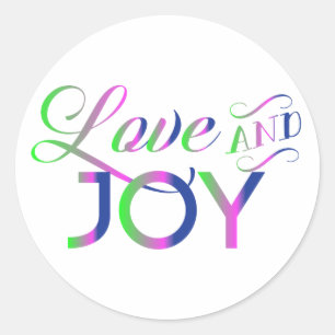 Love And Joy Colorful Runder Aufkleber