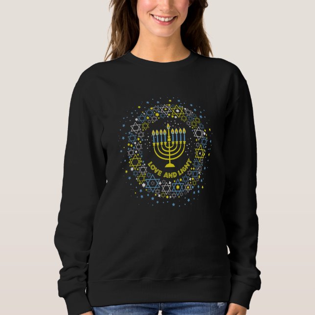 Love And Light Hanukkah Jew Menorah Jewish Chanuka Sweatshirt (Vorderseite)