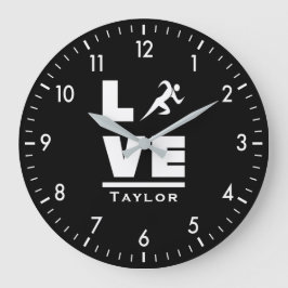 Love And Live Athletics Track And Field Sports Fan Große Wanduhr