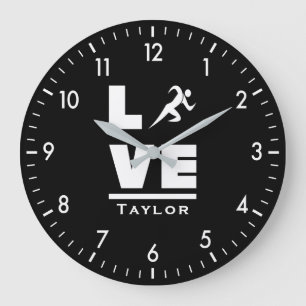 Love And Live Athletics Track And Field Sports Fan Große Wanduhr