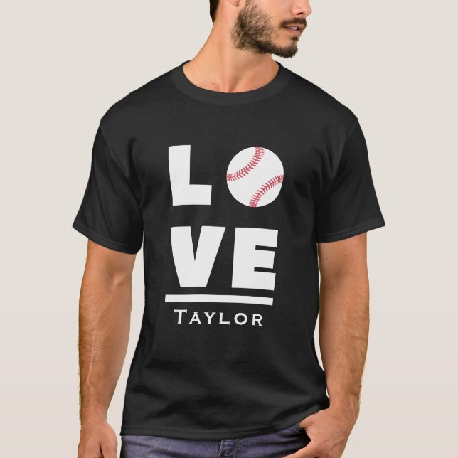 Love And Live Baseball Sports Fan Custom Name T-Shirt (Vorderseite)