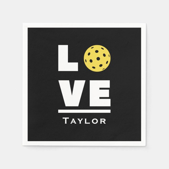 Love And Live Pickleball Sports Fan Custom Name Serviette (Vorderseite)
