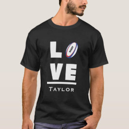 Love And Live Rugby Sports Fan Custom Name T-Shirt