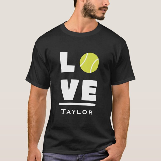 Love And Live Tennis Sports Fan Custom Name T-Shirt (Vorderseite)