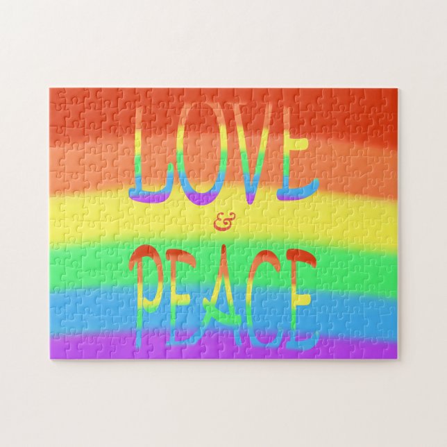 Love and Peace Rainbow Letters Puzzles (Horizontal)