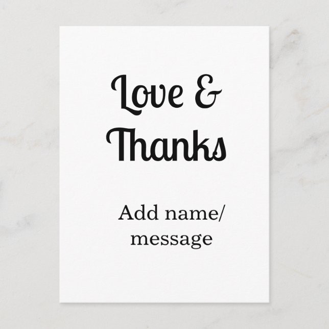Love and thanks business name text message postkarte (Vorderseite)