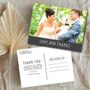 Love and Thanks Modern Photo Wedding Thank You Postkarte
