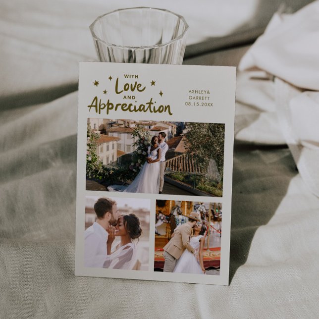 Love Appreciation Wedding Multi Photo Cream Dankeskarte (Von Creator hochgeladen)