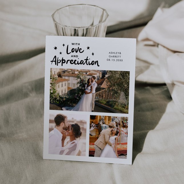 Love Appreciation Wedding Multi Photo White Dankeskarte (Von Creator hochgeladen)