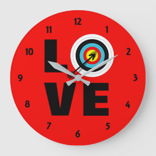 Love Archery Sport Target Board Cool Graphic Große Wanduhr