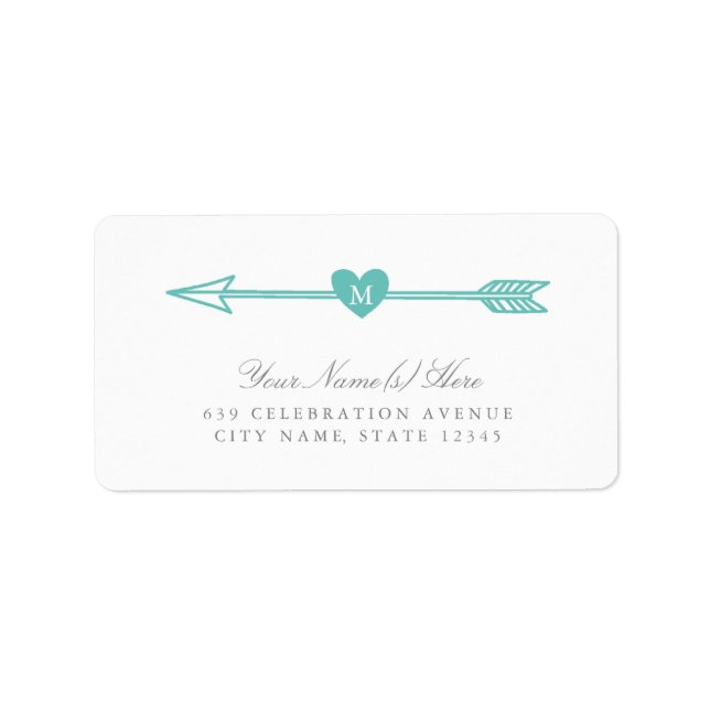 Love Arrows Monogram Address Labels Adressaufkleber (Vorne)
