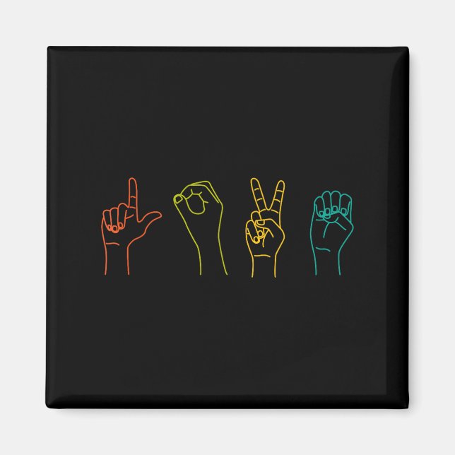 Love Asl Sign Language Alphabet Valentines Day  Magnet (Vorne)
