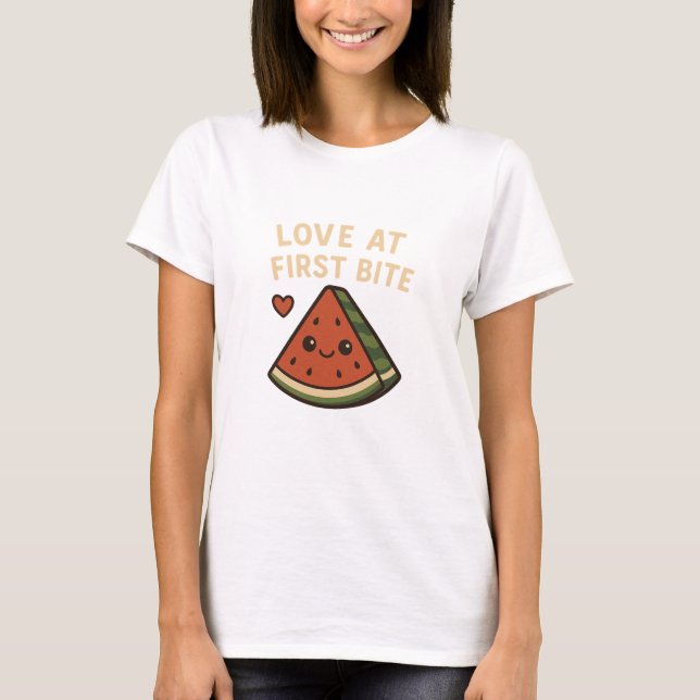  Love At First Bite Cute Watermelon Funny Shirt  (Vorderseite)