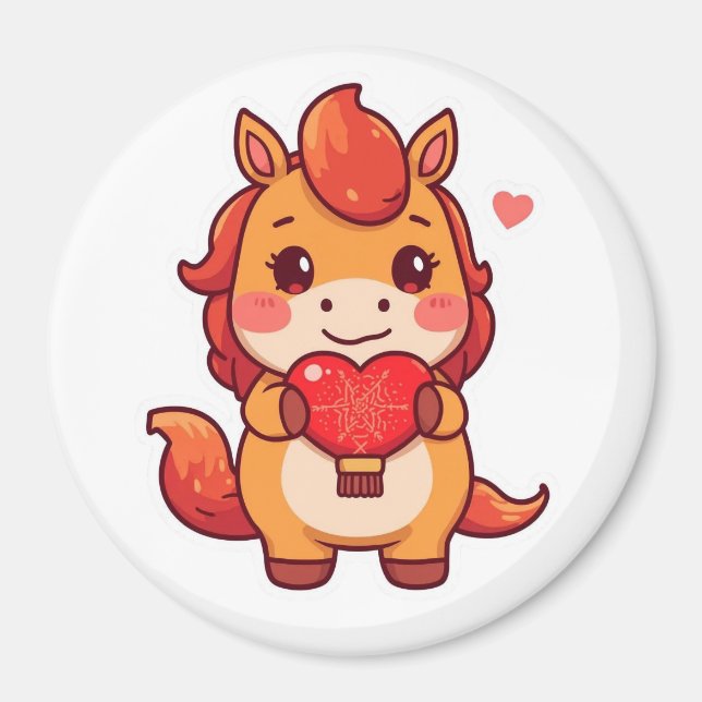 Love at First Gallop Fire Horse Valentine Chinese  Magnet (Vorne)