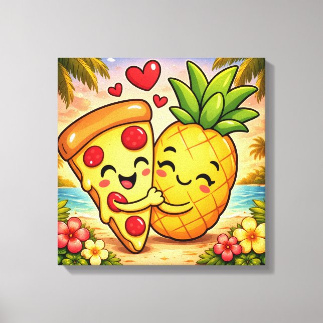 Love at First Slice - Pizza Meets Pineapple Leinwanddruck (Vorderseite)