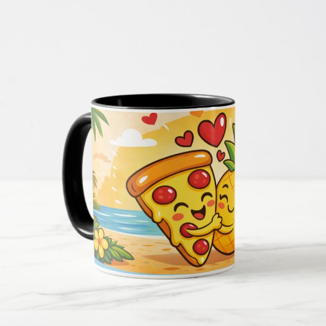 Love at First Slice - Pizza Meets Pineapple Tasse (Vorderseite Links)