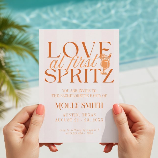 Love at First Spritz Bachelorette Einladung (Love at First Spritz Bachelorette Invitation)