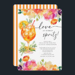 Love at First Spritz Bridal Shower Invitation Einladung<br><div class="desc">Elevate your bridal shower with our enchanting "Love at First Spritz" cocktail invitation, featuring a vibrant design adorned with orange and pink flowers. This delightful invitation perfectly captures the essence of celebration, inviting guests to indulge in the refreshing Aperol Spritz. Crafted to set the tone for a memorable gathering, it...</div>