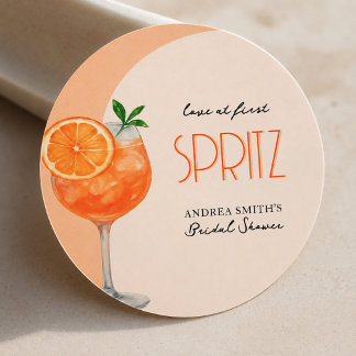 Love At First Spritz Citrus Chic SIP Pfirsich DIY Runder Aufkleber