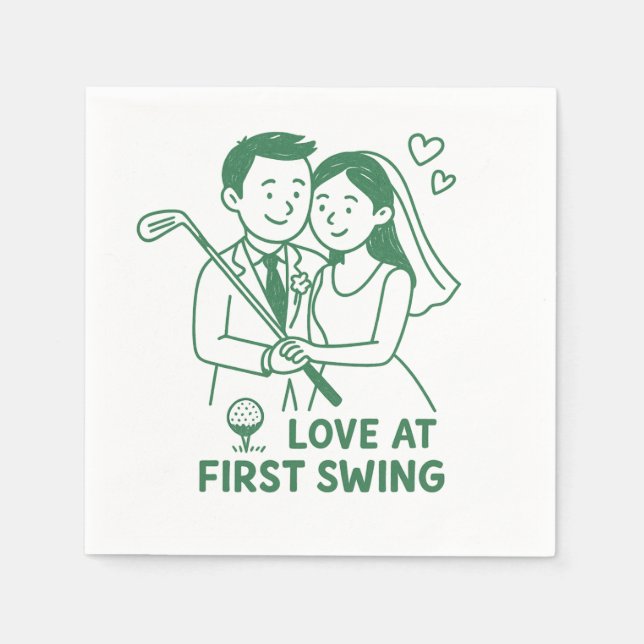 "Love at First Swing" Golfer's Style paper napkin Serviette (Vorderseite)