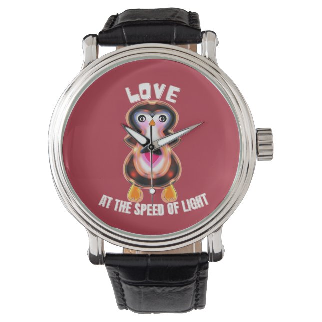 Love at the Speed of Light Penguin Gift Armbanduhr (Vorderseite)