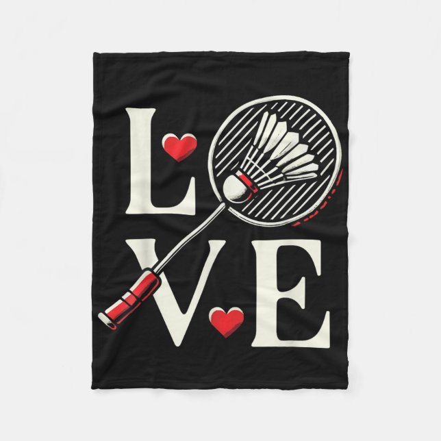 Love Badminton Player Heart Racket Shuttle  Fleecedecke (Vorderseite)