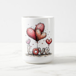 LOVE Balloons with Floral Hearts Kaffeetasse