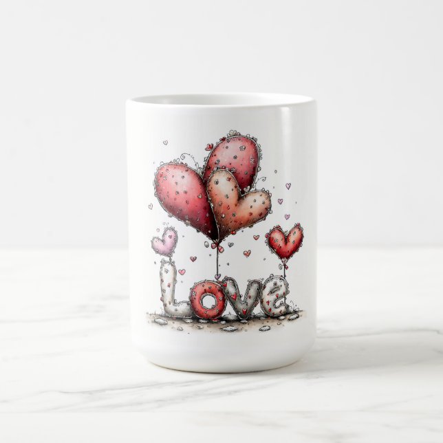 LOVE Balloons with Floral Hearts Kaffeetasse (Mittel)
