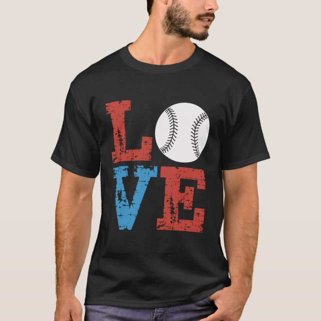 LOVE Baseball Grunge Design – Retro Distressed T-Shirt (Vorderseite)