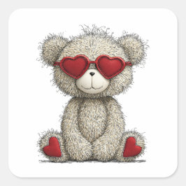 Love Bear Quadratischer Aufkleber