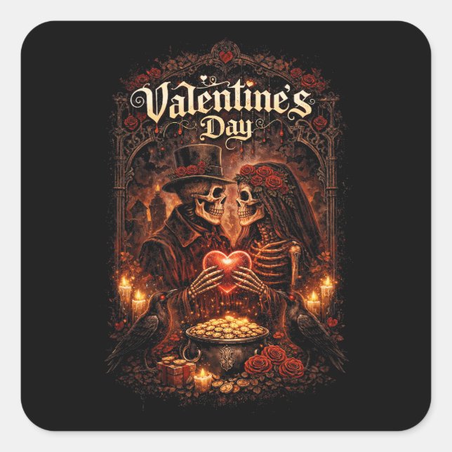 Love Beyond the Grave Quadratischer Aufkleber (Vorderseite)