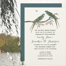 Love Bird Blue Green Forest Willow Grove Wedding
