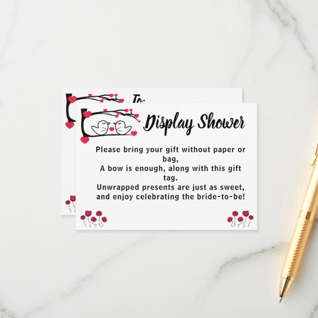 Love Bird Display Bridal Polterabend Begleitkarte (Vorderseite/Rückseite Beispiel)