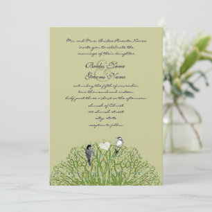 Love Bird Green Swirl Tree Einladung Hochzeit