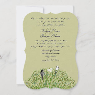 Love Bird Green Swirl Tree Einladung Hochzeit