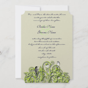 Love Bird Green Swirl Tree Hochzeitseinladung #2 Einladung