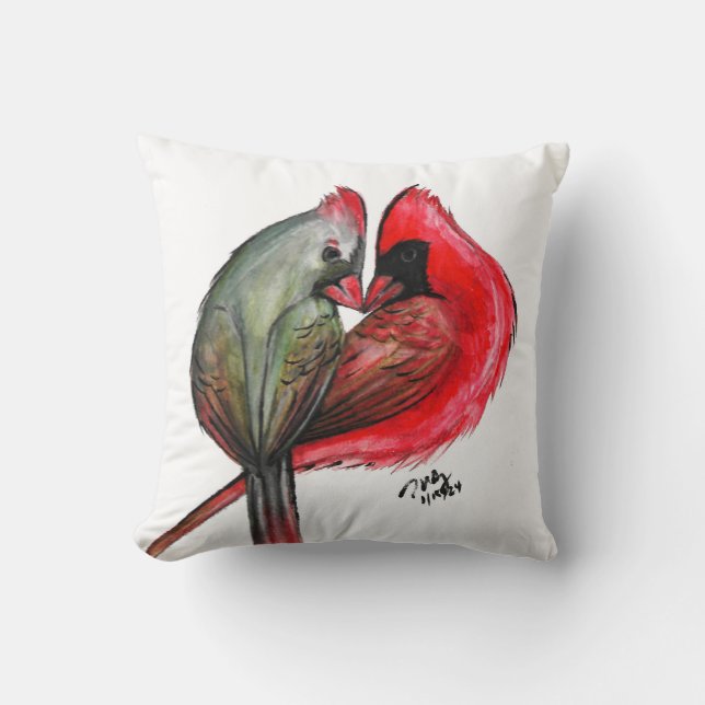 Love Bird Kardinal Throw Kissen (Vorderseite)