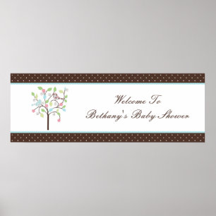 Love Bird Tree Polka Dots Baby Showbanner Poster