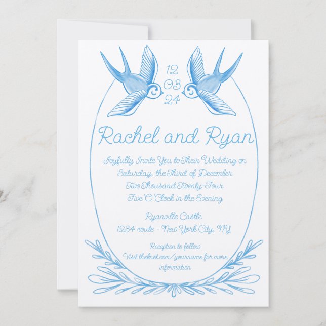 Love Bird Wedding Invite Einladung (Vorderseite)